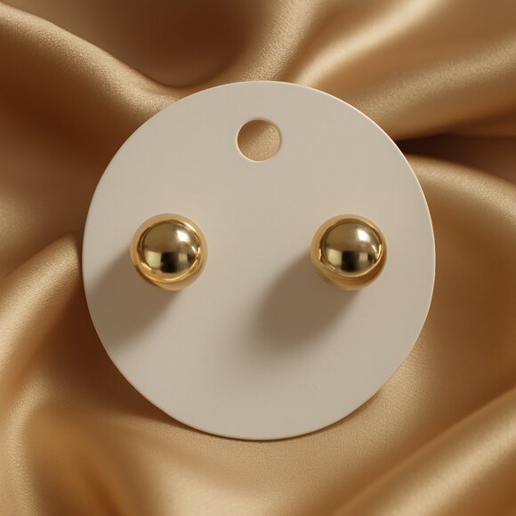 Elegant Polished gold tone Stud Earrings – Classic Minimalist Women’s Jewelry - Picture 1 of 8